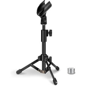 Desk Mic Stand, JCWINY Portable Foldable Microphone Tripod with Mic Clip Holder Adjustable Table Microphone Stand for Blue Yeti Snowball Spark and Other Dynamic Microphones
