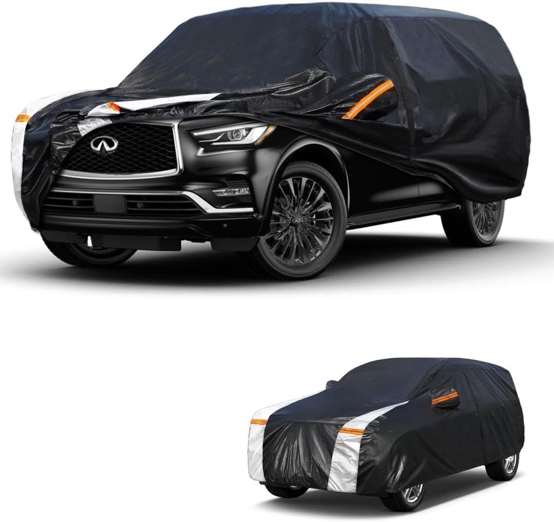 Large SUV Car Cover for Infiniti QX80 2014-2026 100% Waterproof All Weather, Heavy Duty Outdoor Full Exterior Covers Rain Sun Wind UV Protection.