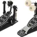 Powerful Double Drum Pedal, Adjustable Tension, Anti Slip Bass Jazz Drum Pedal with Versatile Compatibility Pedals for Drum Set and Electronic Drums (Black)