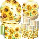 Pickmesh 250 Pcs Sunflower Party Supplies Decorations Serve 50 Sunflower Disposable Paper Plates Napkins and Cups Tableware Set for Floral Birthday Wedding Bridal Shower Baby Shower Tea Party Supplies