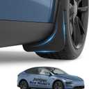 Tesla Model Y Juniper Accessories Mud Flaps 2025-2026 [ Protect Paint,No Drilling] OEM Upgrade Fixed Position: Sturdy PP; Hanging Position: TPV Rubber Plastic for Model Y Juniper (4 Pcs)