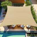 Shade&Beyond 08'X10' Sun Shade Sails Curved Canopy Rectangular Beige 185GSM Shade Sail Permeable for Patio Deck Yard Backyard, (We Make Custom Size)