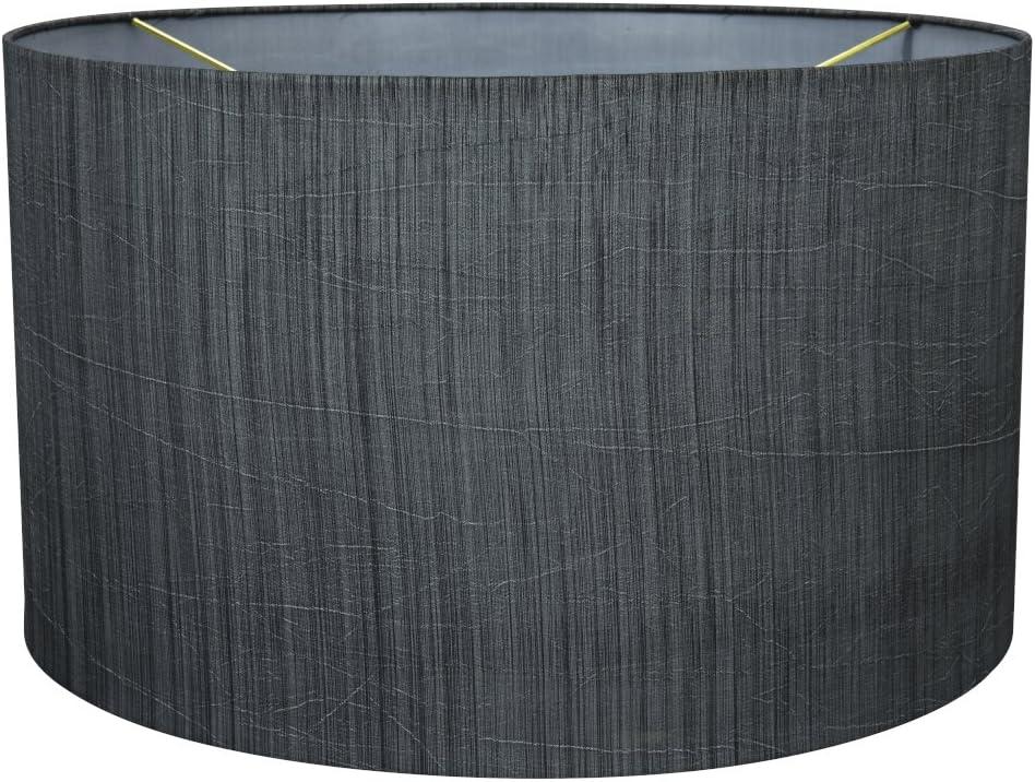 Aspen Creative 58327B UNO Construction Transitional Hardback Drum (Cylinder) Shape Lamp Shade in Grey & Black, 17" Top x 17" Bottom x 10" Height