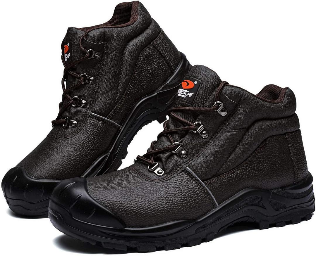 DRKA Water Resistant Steel Toe Work Boots For Men,6'' EH-Rated Safety Boots (8.5, Darkbrown977)