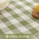 Softalker Outdoor Checkered Tablecloth, Linen Cotton Gingham Table Cloths for 6 Foot Rectangle Tables with Tassel, Heavy Duty Wrinkle Free Plaid Table Cover for Picnic Camping - 55 x 84 Inch, Sage
