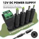 12V 3A 2A AC Adapter Charger with 8 Tips, ac/dc Adapter 100-240v, 50/60hz 12 Volts 3000mA DC in 12V Power Supply Cord for Sceptre Monitor Series, Seagate WD, LED Strip Light, CCTV Camera,Router Cable