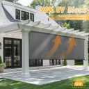 sunoff Outdoor Roller Shades, Cordless Patio Roller Up Blinds with Shade Cloth for Porch Gazebo Pergola Balcony Backyard, 2 Poles & 1 Fabric, Grey, 96" Wx72 H