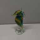 QFkris 8" Handmade Blown Glass Blue Seahorse Figurines Collectible Art Glass Blown Animal Sculpture for Home Decor