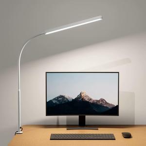 SUPERDANNY Eye-Caring LED Desk Lamp 360 Flexible Gooseneck Work Lamp with Desk Side Clamp Touch Control 3 Light Colors Smooth Dimming Task Lighting Reading Light for Home Office College Dorm, White