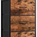 Somdot Dresser for Bedroom with 3 Drawers, Storage Organizer Chest of Drawers with Removable Fabric Bins for Closet Bedside Living Room Laundry Entryway Hallway, Wood Grain Print