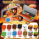 Magnetic Building Blocks Travel Toys for Toddlers 3-5 35PCS Treasure Hunt Game Magnetic Cubes with Tin Storage Box STEM Learning Toys Set for Kids Ages 4-8 Birthday Gifts, Classroom Prizes