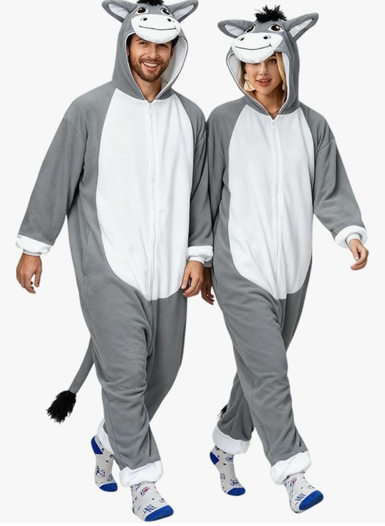 Vavalad Grey Donkey Costume Adult, Womens Onesie Pajamas, Halloween Costume L