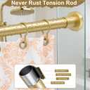 YNL Gold Shower Curtain Rod 32-80 Inch(2.7-6.6ft), Non Slip, Never Rust, No Drill Stainless Steel Spring Tension Shower Rod, Adjustable Tension Rod for Bathroom