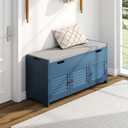 ChooChoo 41.3" Shoe Storage Bench with Lift Top Storage, Entryway Bench with Cushioned Seat, Adjustable Shelf, Shoe Cabinet with Hidden Space, for Entryway, Bedroom, Living Room, Blue, 13.78"D x 41.34"W x 19.69"H