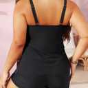 Yonique Women's Plus Size Tankini Swimsuits with Shorts Two Piece Bathing Suits Ruffle Swimsuits Tummy Control Swimwear (Black, L)