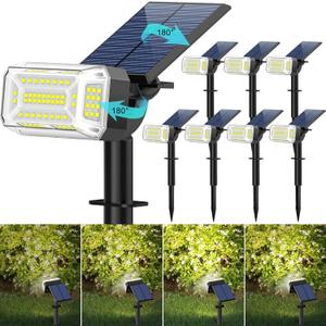 102 LEDs Solar Spot Lights Outdoor, [ 4 Modes/8 Pack] Solar Spotlights Waterproof IP65, Adjustable Light & Panel Landscape Flood Powered Lights for Yard Garden Pathway Wall (Cool White)