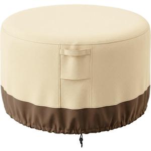 Vailge Fire Pit Cover Round,100% Waterproof Round Patio Fire Bowl Cover,Outdoor Heavy Duty Gas Firepit Table Covers with Air Vent and Handle
