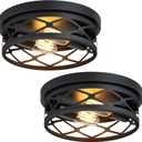 Flush Mount Ceiling Light Fixture for Hallway,2-Light Black Hallway Light Fixtures Ceiling,Light Fixtures Ceiling Mount for Kitchen,Farmhouse,Hall (2 Pack) (10.7inch)