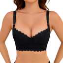 Push Up Bra for Women Soft Underwire Full Coverage Bra(Black,46D) (Black)