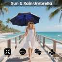 SIEPASA Compact Travel Umbrella - Windproof Auto Open/Close, Small Folding Umbrella for Rain & Sun with UPF50+ - Lightweight Frame, Waterproof - Fits Backpack, Purse, Suitcase.(UV-Pink Cherry) Bossom