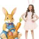 Tatuo 47" H Easter Bunny Cardboard Cutout Stand up Vintage Rabbit with Egg Carrot Standee Life Size Bunny Photo Props for Easter Large Backdrop Background Party Decorations