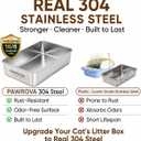 304 Stainless Steel Litter Box, XL Open Top with High Sides