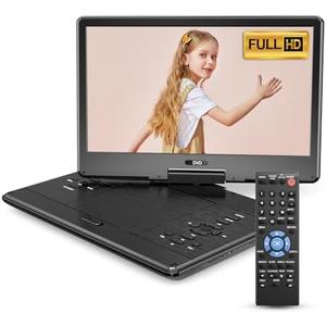 Arafuna 15.92" Thin Portable DVD Player with 14.5" Large Swivel Screen 5-Hour Rechargeable Battery, Lightweight Portable DVD Player for Car,Support USB/SD Card/Sync TV, Regions Free, Last Memory