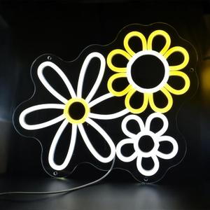 Daisy Flower Neon Sign,Led Signs for Wall,13.39x13.23 inches,USB or 3-AA Battery Operated Vintage Decor LED Neon Wall Signs