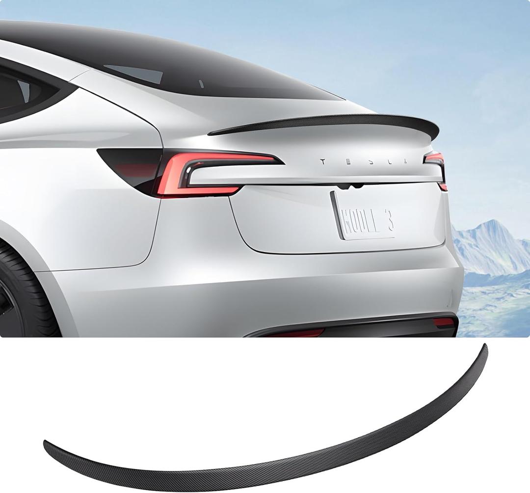BASENOR Spoiler for 2026 2025 2024 Tesla Model 3 Highland Rear Spoiler Wing OEM Performance Rear Trunk Lip Model 3 Accessories Matte Carbon Fiber Gen 2
