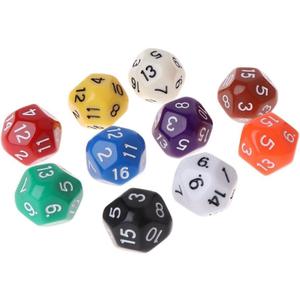 10Pcs Polyhedral Dice Set for Dungeons and Dragons, 16 Sided, Multi Colored Assortment, Table Games
