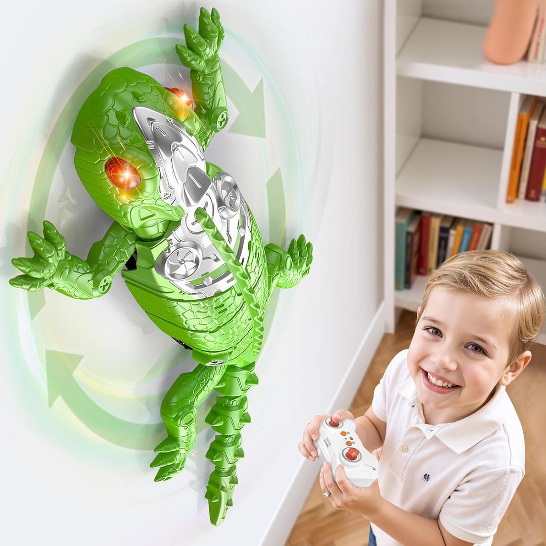 Wall Crawler Gecko, Rechargeable Remote Control Robot Kids Toys, Floor/Wall Crawling Dual Modes Wall Climbing Gecko Electric Lizard Toy, Prank Toys Birthday Gifts for Boys & Girls Ages 3 & Up