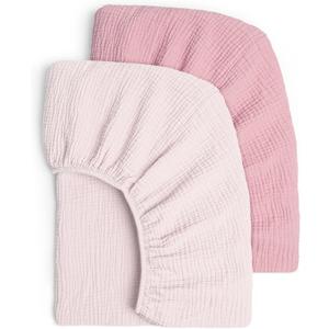 Lulu moon Muslin Crib Sheets - Fitted Crib Mattress Sheets for Boys and Girl - 28"x 52", 2 Pack (Carnation & Soft Pink)