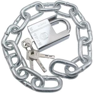 1.6 FT Security Chain Hardened 8mm Thick with Cut Proof Keyed Padlock- Stainless Steel Heavy Duty Chain Lock for Gate Bike Generator Fence Outdoor