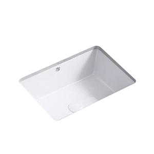 KINGWONG 18 Inch White Rectangle Vessel Sink for Bathrooms 18.3" x 13.78" Small Undermount Bathroom Sink Ceramic Porcelain Under Counter Basin Sink with Overflow 465mm x 350mm Lavamanos Para Baños
