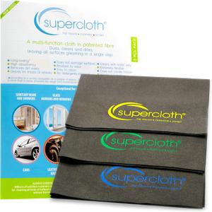 Supercloth Premium Microfiber Cleaning Cloth for All-Purpose, Lasts Over 5 YEARS, Glasses Cleaning Cloth, Microfiber Cleaning Cloth for Cars, Magic Reusable Cloth Streak-Free 100% Made in Italy (3pk)