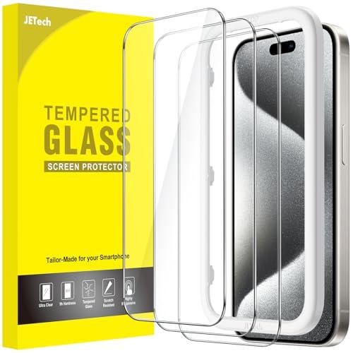JETech Screen Protector for iPhone 15 Pro 6.1-Inch, Tempered Glass Film with Easy Installation Tool, Case-Friendly, HD Clear, 3-Pack JETech Screen Protector for iPhone 15 Pro 6.1-Inch, Tempered Glass Film with Easy Installation Tool, Case-Friendly, HD Clear, 3-Pack