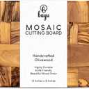 Bayu Handcrafted Olive Wood Charcuterie Board and Serving Platter, 12" x 8" x 0.8" Olive Wood Cutting Board with Rustic Natural Finish, Wooden Kitchen Accessories