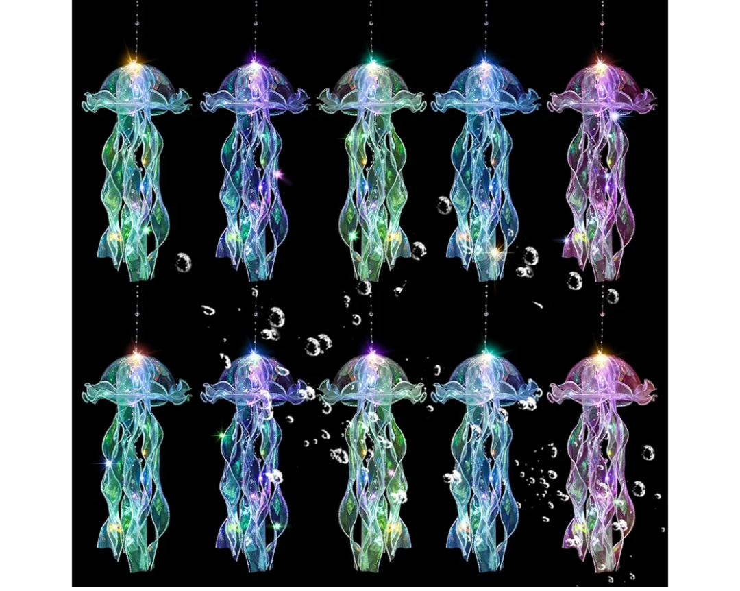 Jellyfish Decor, 10 Pcs Jellyfish Lanterns - Hanging Jelly Fish Decoration for Mermaid Theme Party & Under The Sea Party Decorations, Birthday Gift Supplies for Women Girls Baby (5 Colors)