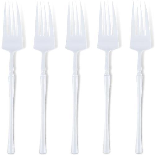 Infinity Flatware White Disposable Dinner Forks - 32 Count | Elegant Hard Plastic Cutlery for Events and Parties Pack of 3