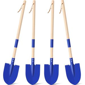 4 Pcs Detachable Kids Beach Shovels, 27" Long Kids Gardening Tools Bulk Metal Sand Shovels with Wooden Handle for Digging Shoveling Sand Snow Gardening Tools Beach Toys Gifts(Blue)