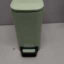 TIPGO Slim Bathroom Trash Can with Lid Soft Close, 6 Liter / 1.6 Gallon Stainless Steel Garbage Can with Removable Inner Bucket, Step Pedal, Small Trash Cans for Bedroom, Office, Kitchen (Green)