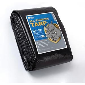 GUARD SHIELD Tarps Heavy Duty Waterproof 12x20 Feet Black Poly Tarp Cover Outdoor Thick UV Resistant Tarpaulin with Grommets 10mil