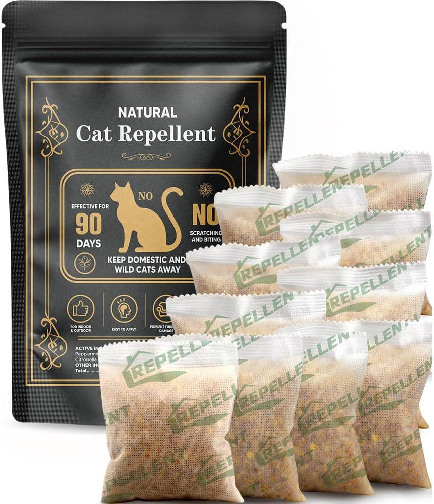Cat Repellent Indoor, Cat Deterrent Scratch, Cat Pee Repellents for Furniture, Cat Urine Deterrent, Safe Stray Cat Repellant, Keep Cats Away from Rugs, Curtain, Plants-8P (1.1 Ounce (Pack of 8))