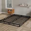 Box Spring Full Size Bed 5 Inch Low Profile Black Heavy Duty Metal Mattress Foundation with Fabric Cover/Easy Assembly/Non-Slip/Noise Free