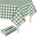 Mindsoft 6 Pack Sage Green Gingham Party Tablecloth, 54 x 108 Inch Plastic Waterproof Green Checkered Disposable Plaid Party Tablecover for Picnic Barbecue Birthday Baby Shower Bridal Wedding