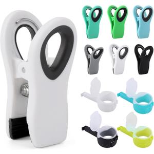 Food Clip Set, 6 Pack & 4 Pack Bag Clips with Pour Spout, Kitchen Clips for Food Storage, Snack, Chip Clip (Cool Color)