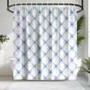 KAIRA Blue and White Bow Shower Curtain, Preppy Bathroom for Girls, Princess Style Blue White Waterproof Bath Curtains for Bathtub,72" W x 72" L