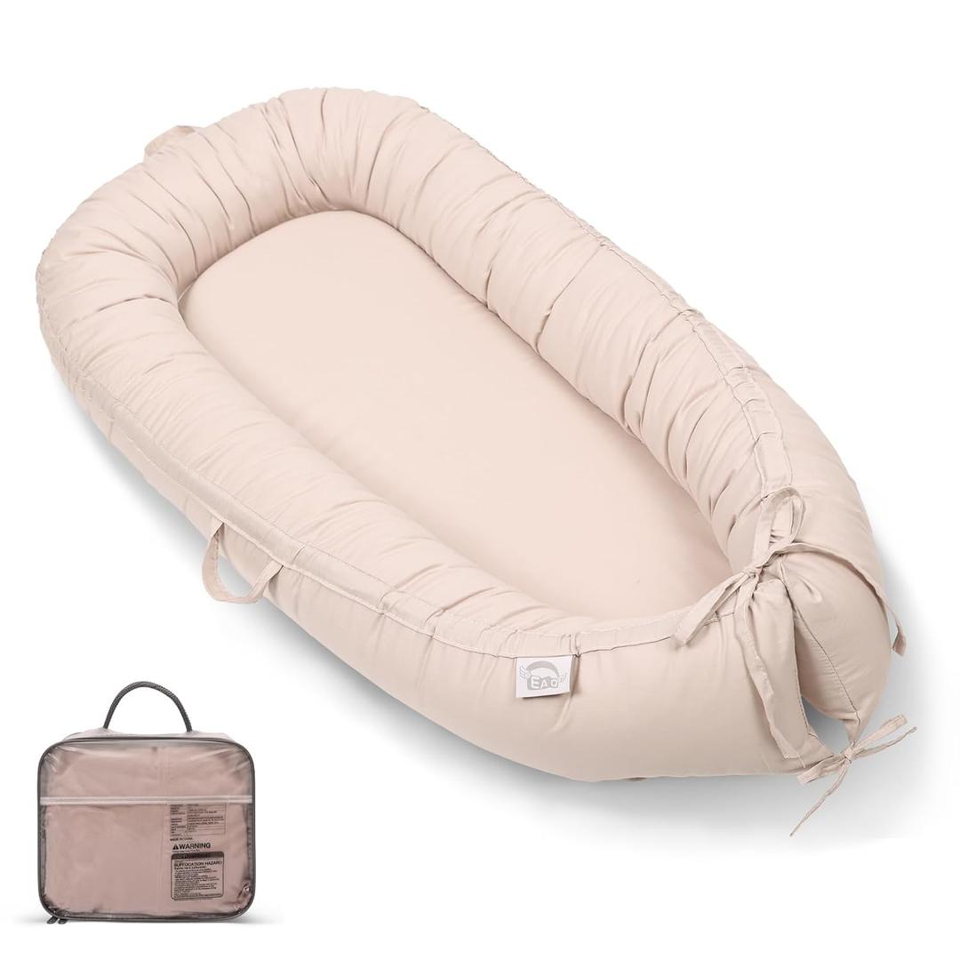 Baby Lounger, Infant Lounger for Newborn,Portable Baby Nest Cover Breathable & Soft, Newborn Essentials (Apricot)