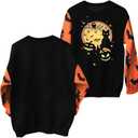 FRYAID Halloween Sweatshirt Women Cute In My Spooky Season Era Ghost Graphic Shirt Halloween Sweater Long Sleeve Pullover Top (Medium, Orange Black)