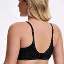 Wingslove Women's Full Coverage Wireless Bra Non Padded Comfort Minimizer Bras Plus Size Floral Pattern Support (34B, Black)